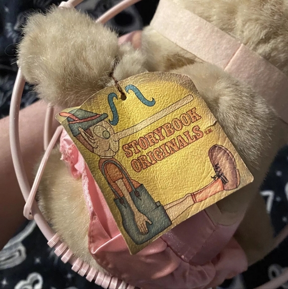 Pink Wicker Swing Teddy Bear Storybook Original Vintage Dan Dee Plush 10” Toy - Picture 4 of 8